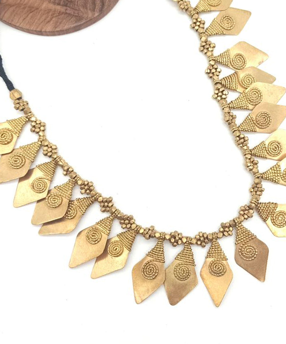 Black thread Handcrafted Golden Brass Necklace