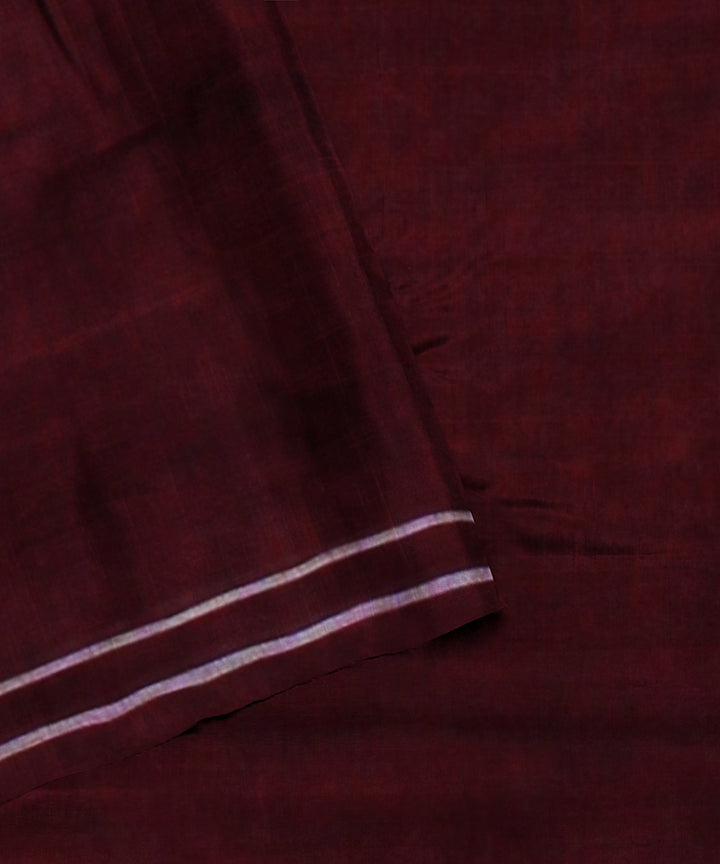 Maroon white handloom cotton bengal saree