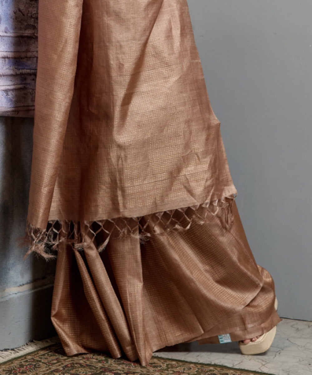 Beige tussar silk chhatisgarh handloom saree