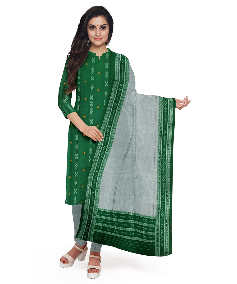 green emerald velvet dress Green Ikkat Sambalpuri Cotton Dress Material