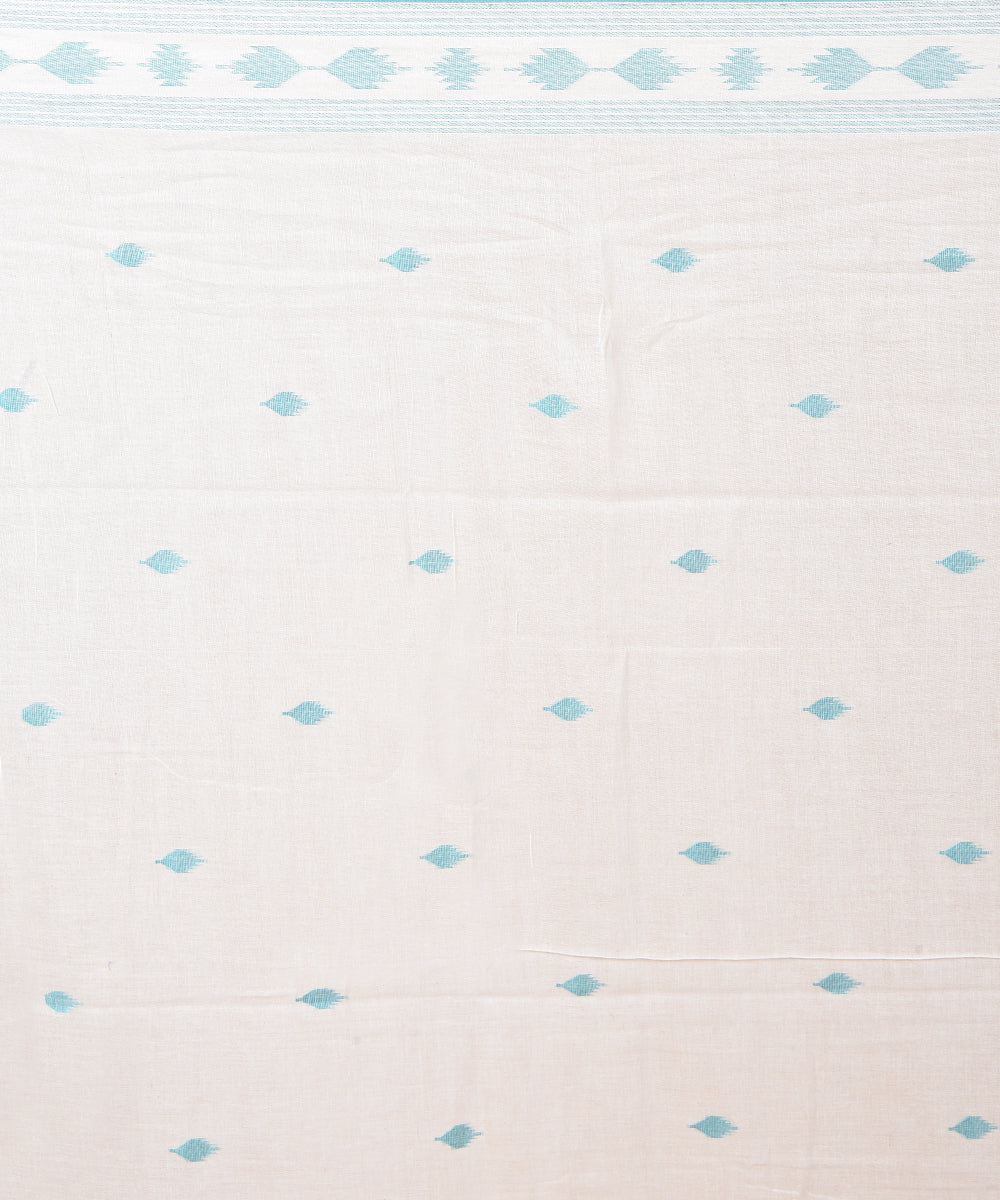 White blue cotton handwoven jamdani saree