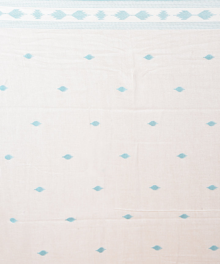 White blue cotton handwoven jamdani saree