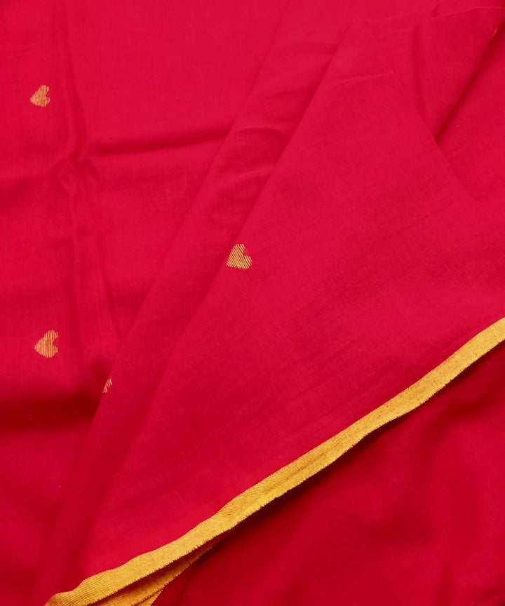 Red handwoven cotton jamdani fabric