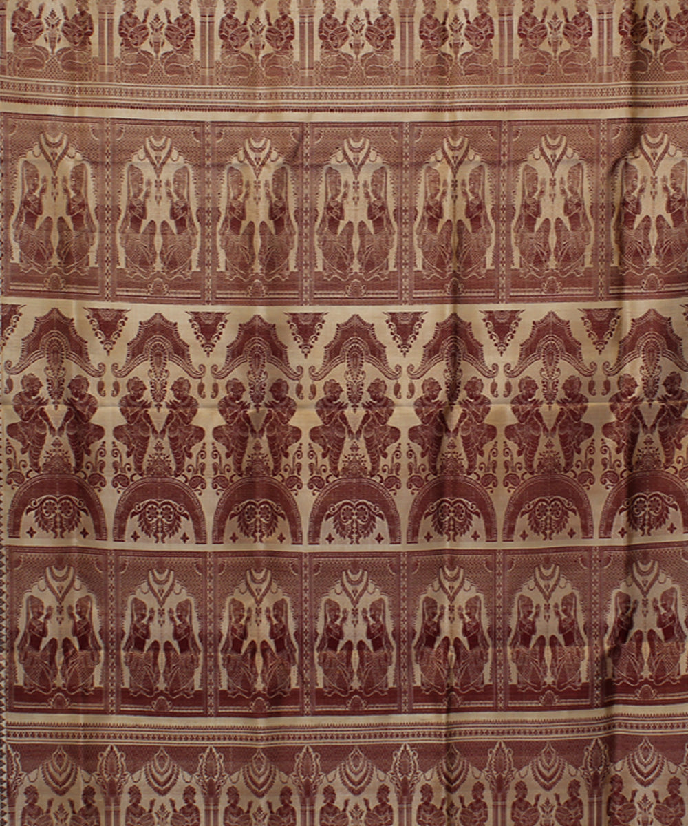 Beige handwoven baluchari silk saree