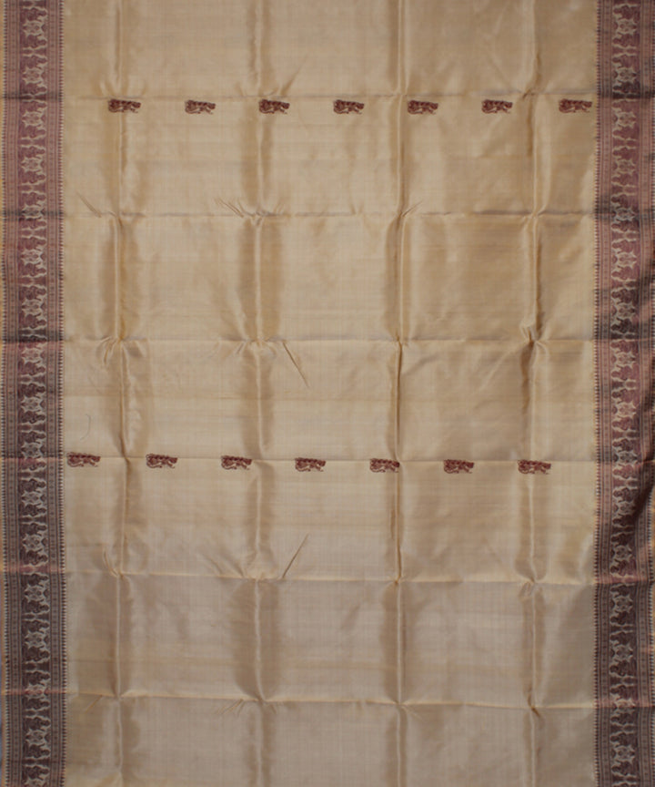 Beige handwoven baluchari silk saree