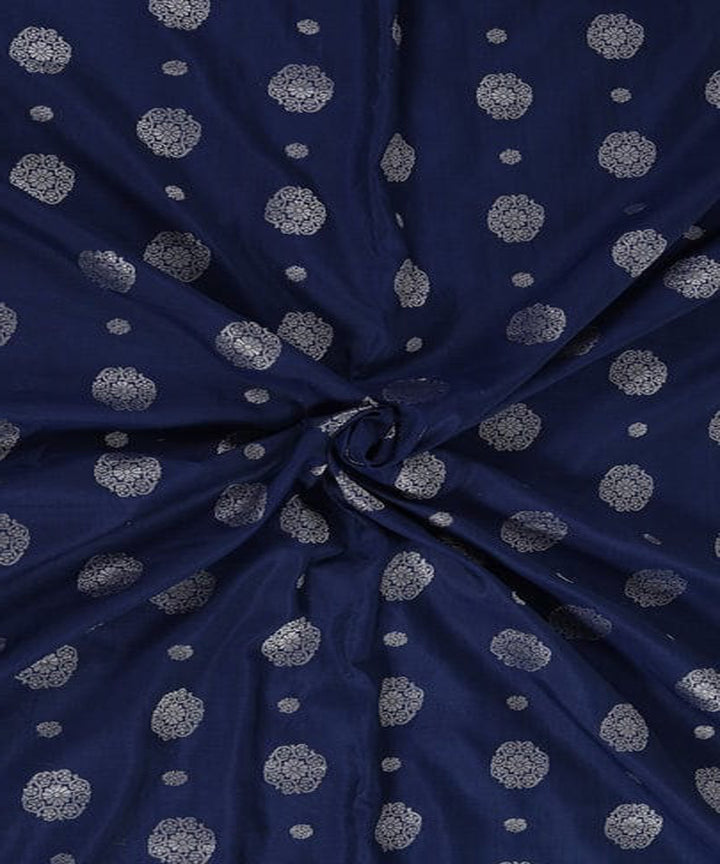 Navy blue handloom banarasi cotton silk fabric