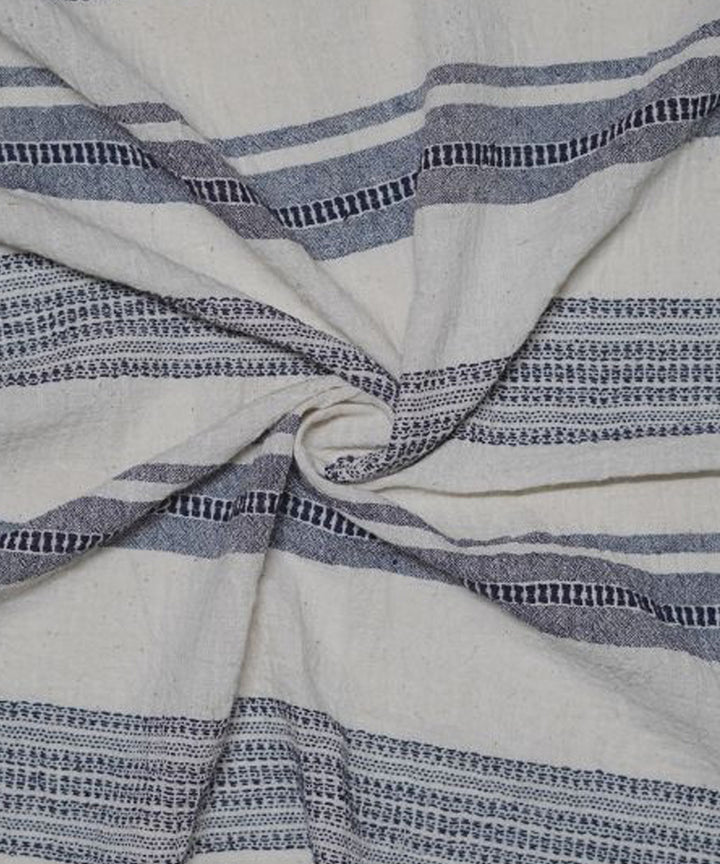 Black horizontal stripe on cream handwoven cotton kala cotton fabric