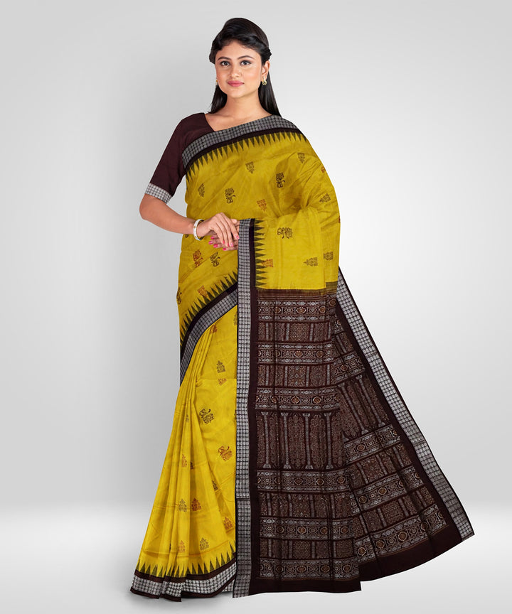 Light gold silk handwoven sambalpuri saree