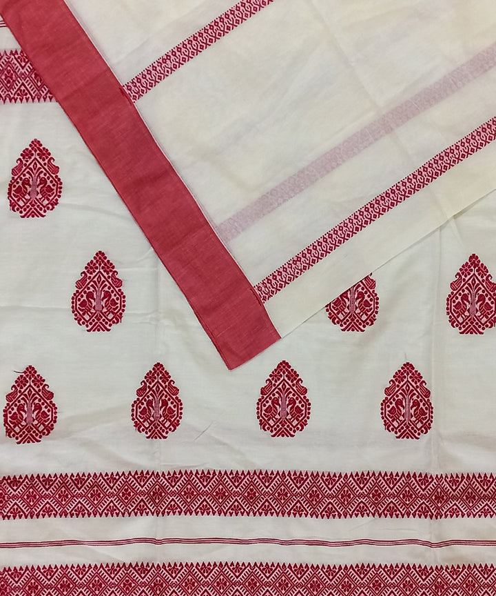 White red bengal cotton handloom saree