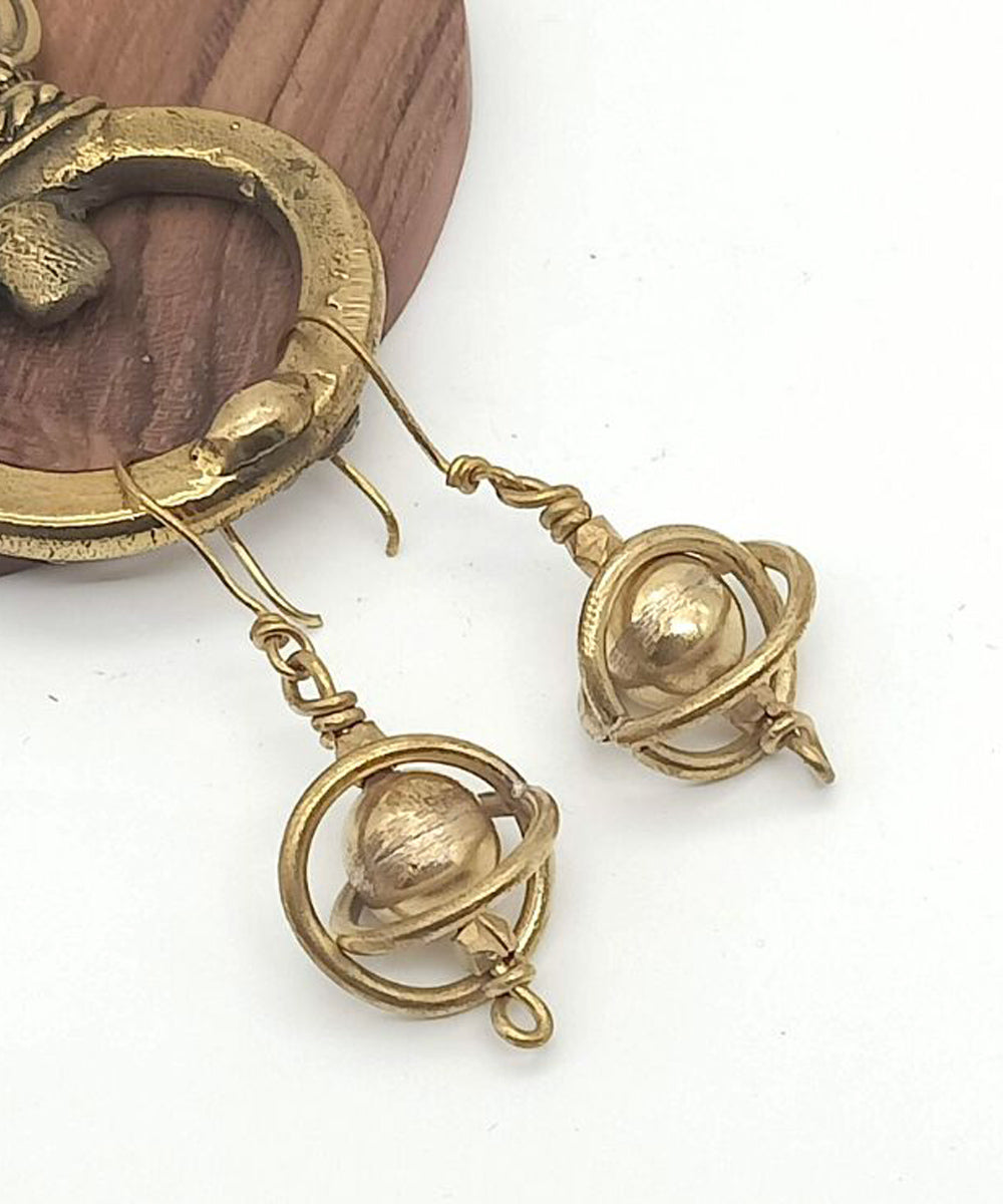 Golden hand crafted brass earring