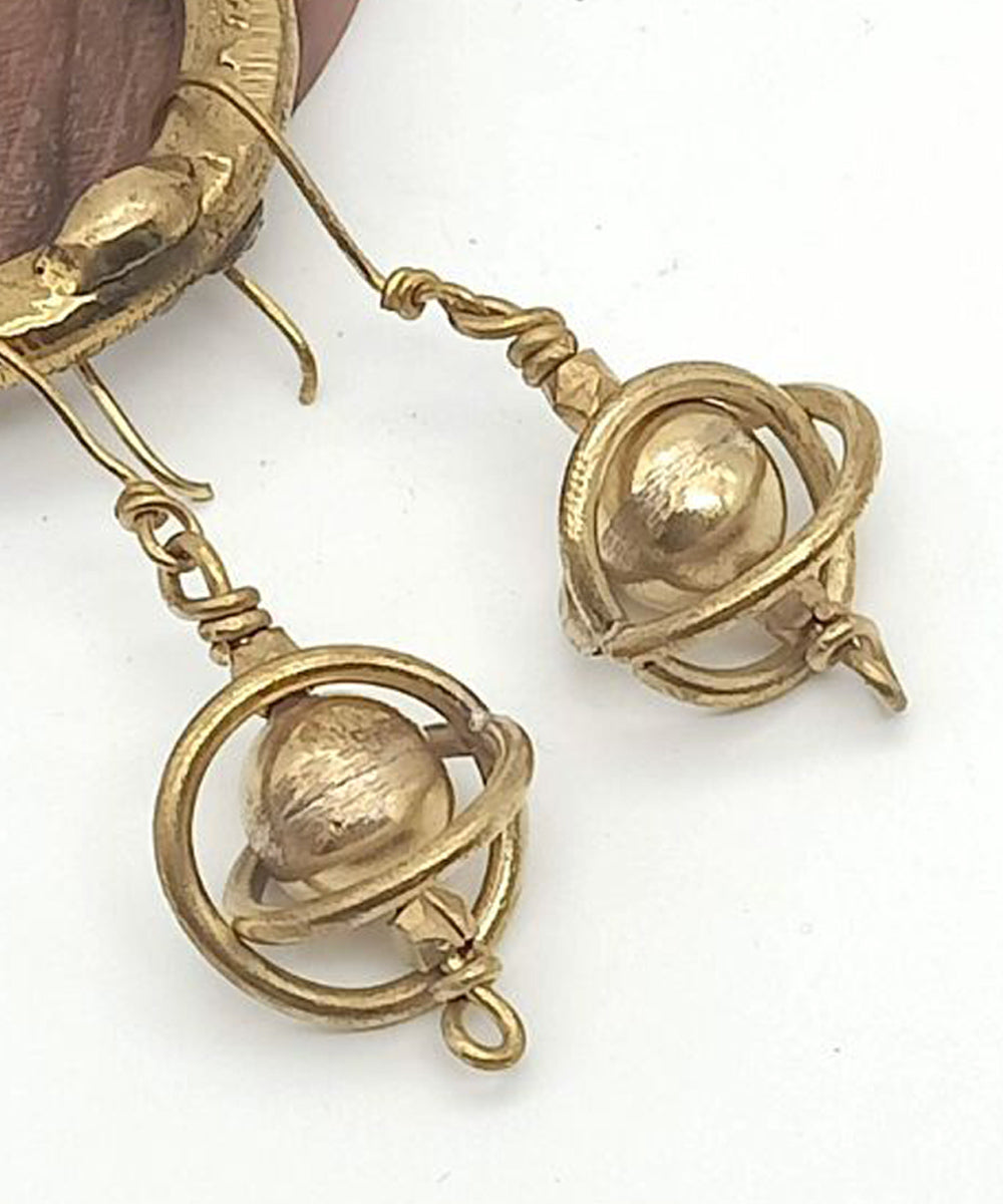 Golden hand crafted brass earring