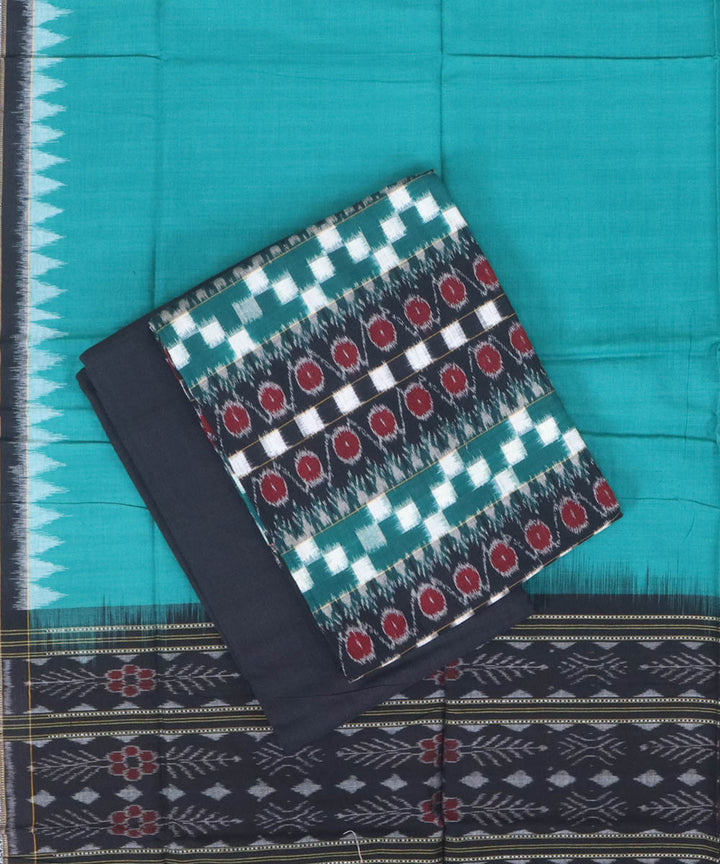 Light sea green multicolor handwoven cotton sambalpuri dress material