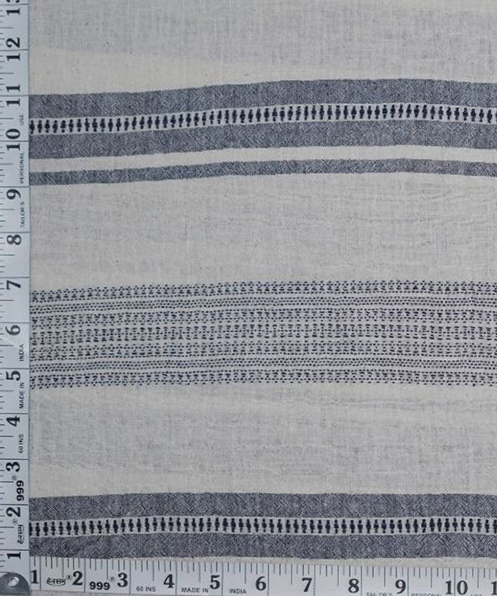 Black horizontal stripe on cream handwoven cotton kala cotton fabric