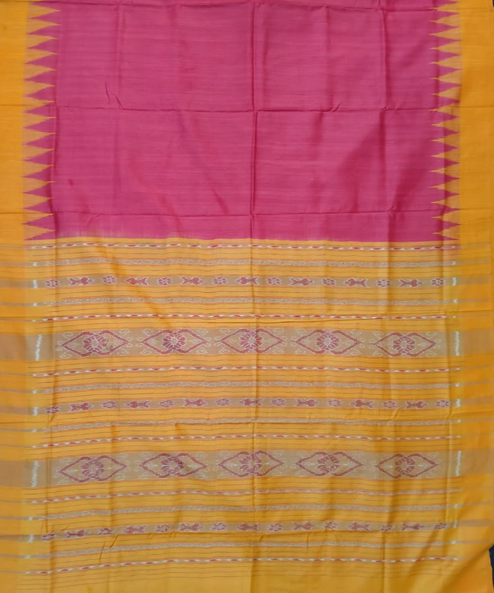 Yellow red silk handloom gopalpur saree