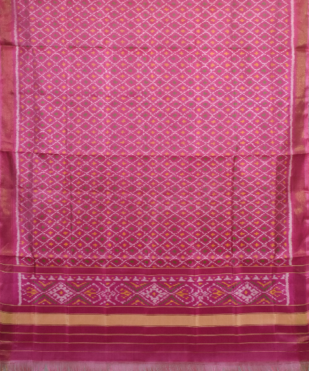 Pink handloom silk patola dupatta