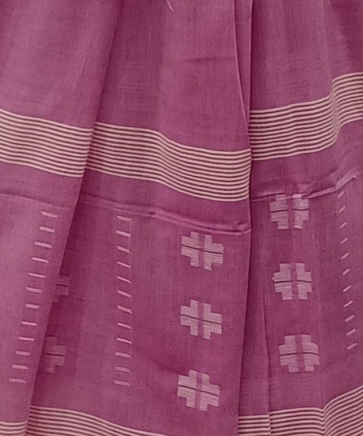 Pink handwoven cotton jamdani dupatta