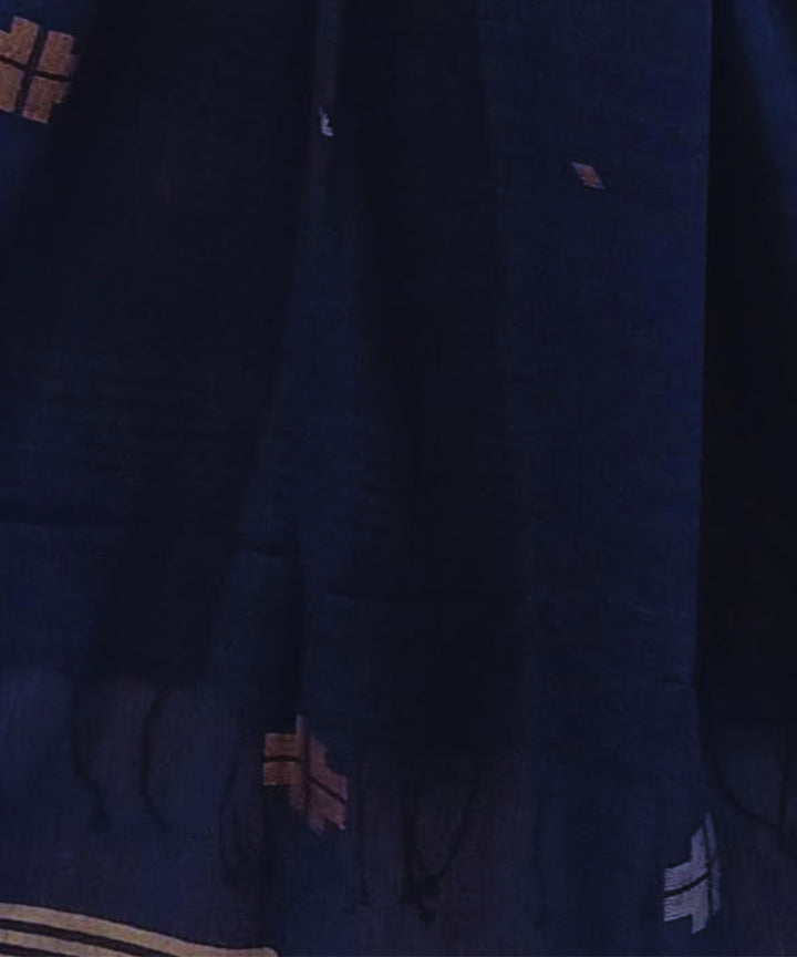 Navy blue cotton handwoven jamdani stole