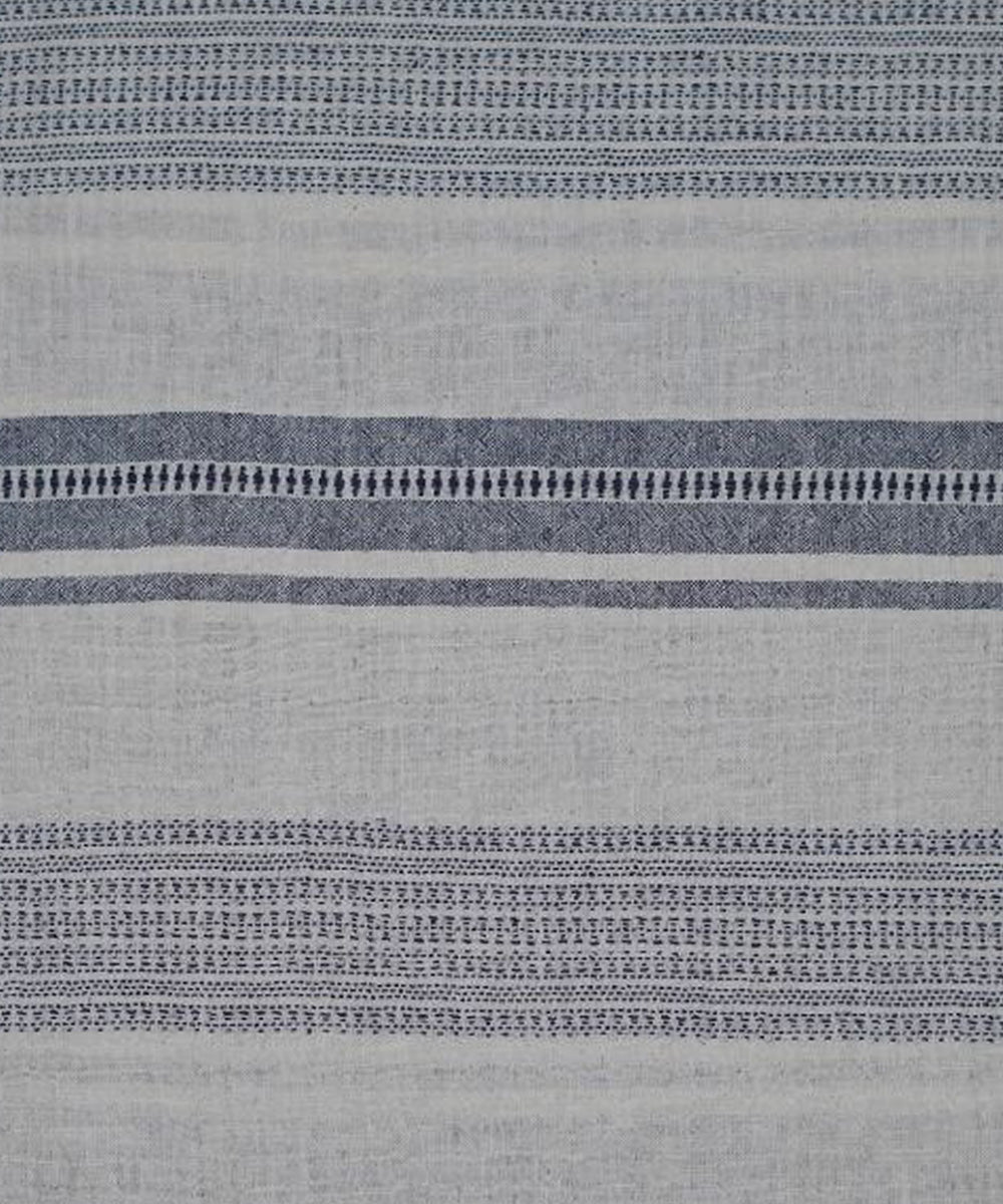 Black horizontal stripe on cream handwoven cotton kala cotton fabric