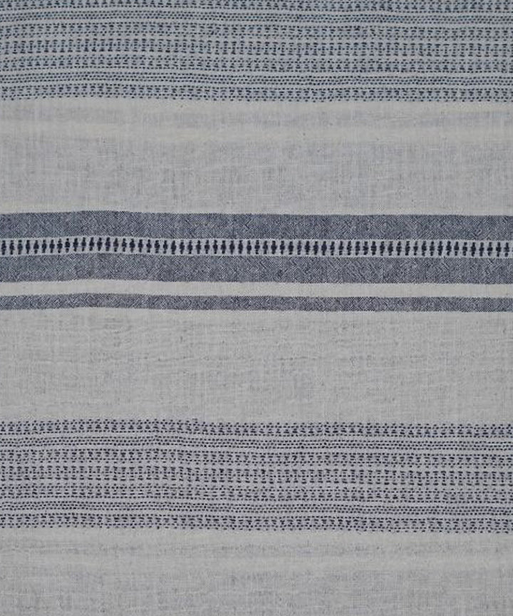 Black horizontal stripe on cream handwoven cotton kala cotton fabric