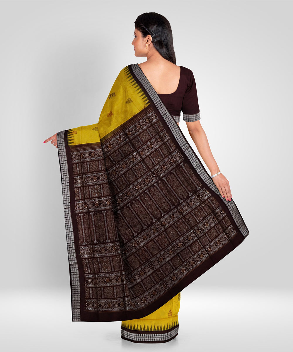 Light gold silk handwoven sambalpuri saree