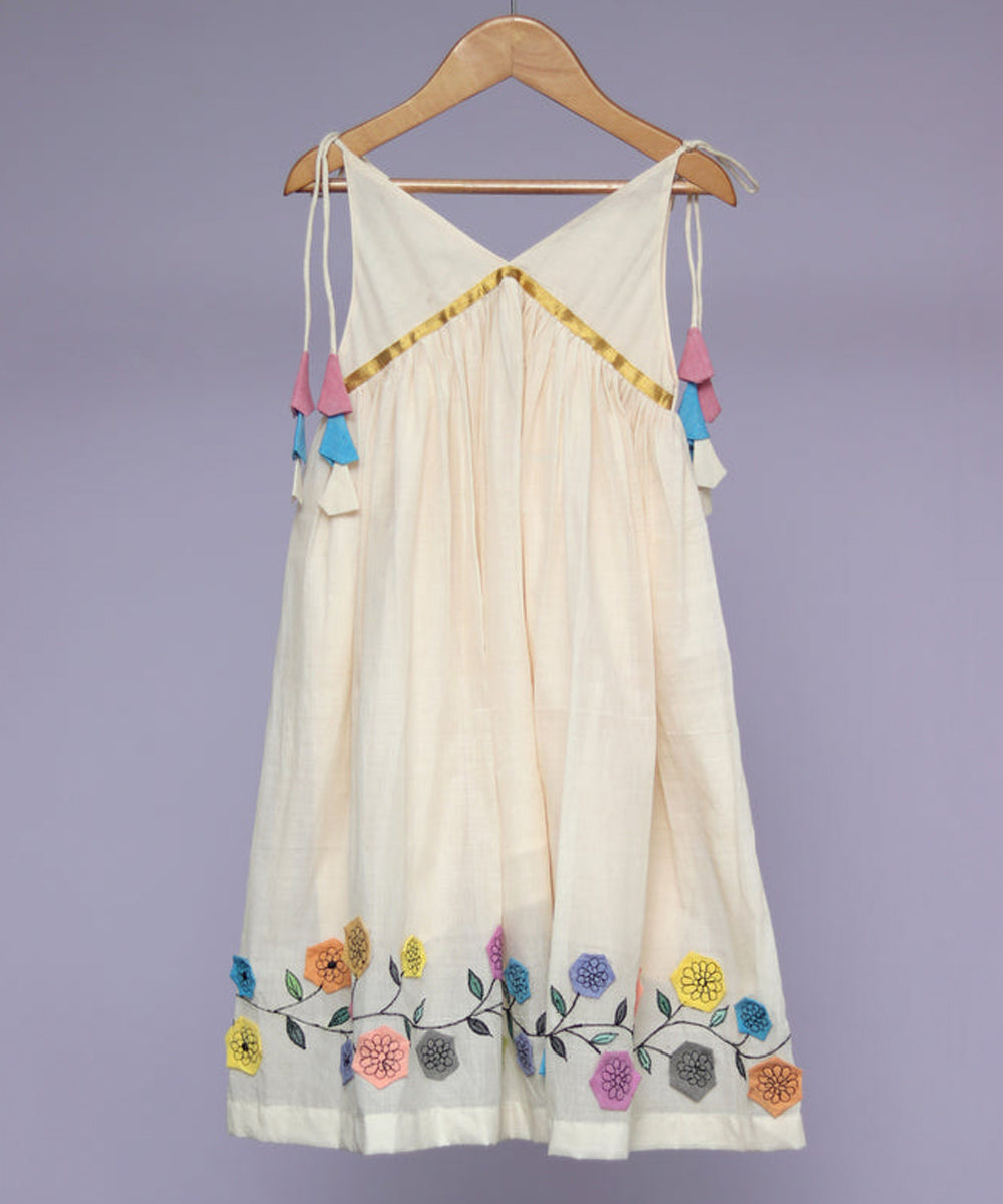 Uthradam white handwoven cotton dress