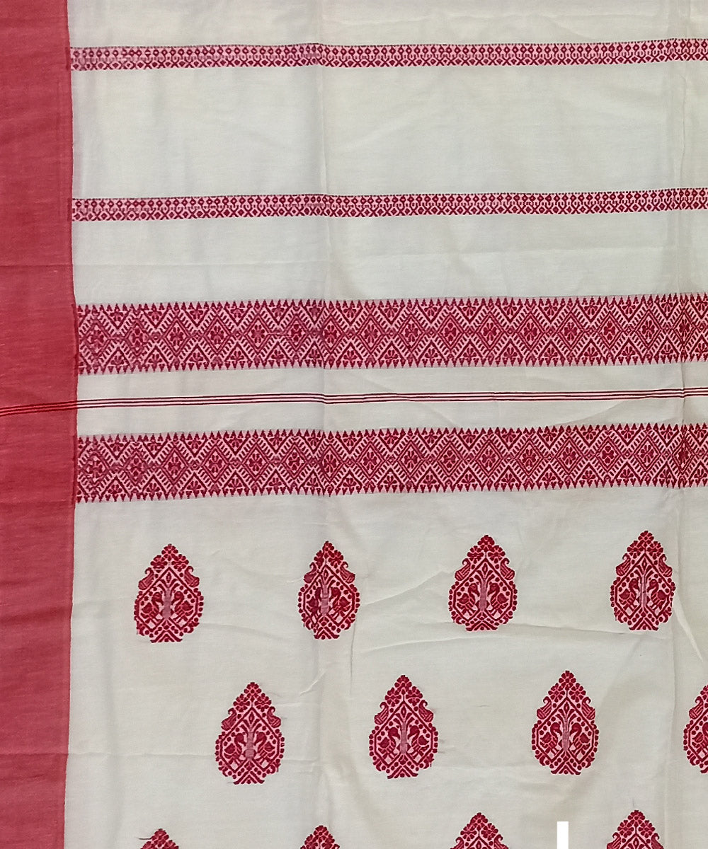 White red bengal cotton handloom saree