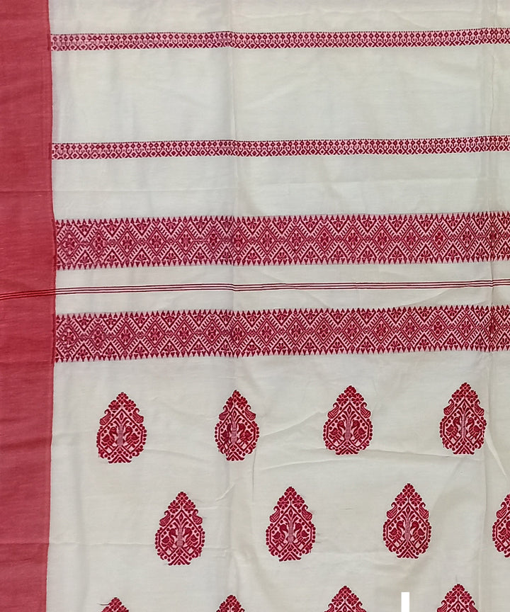 White red bengal cotton handloom saree