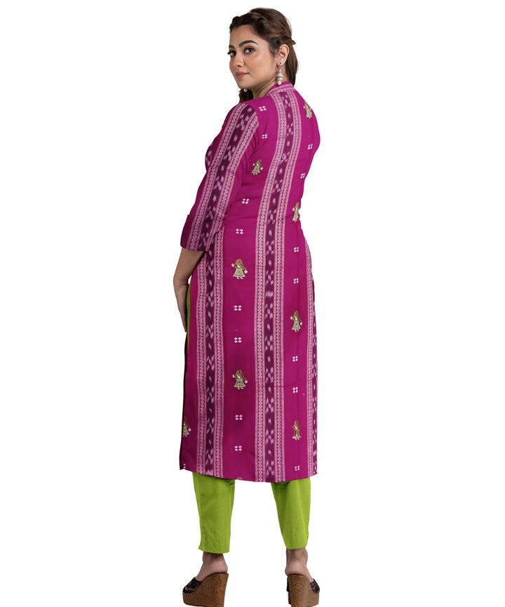 Purple olive green handwoven cotton nuapatna dress material