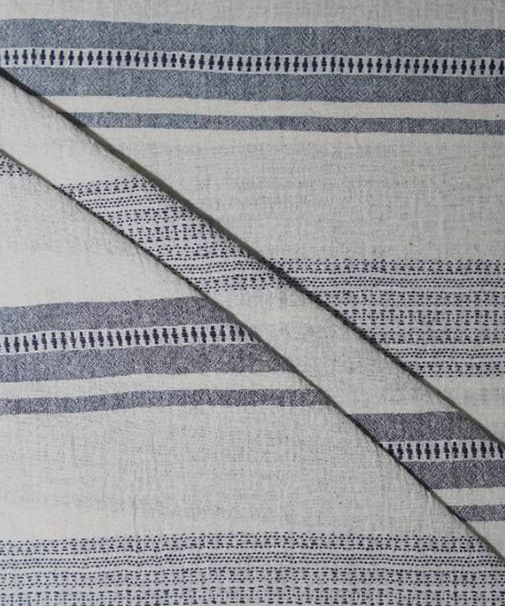 Black horizontal stripe on cream handwoven cotton kala cotton fabric