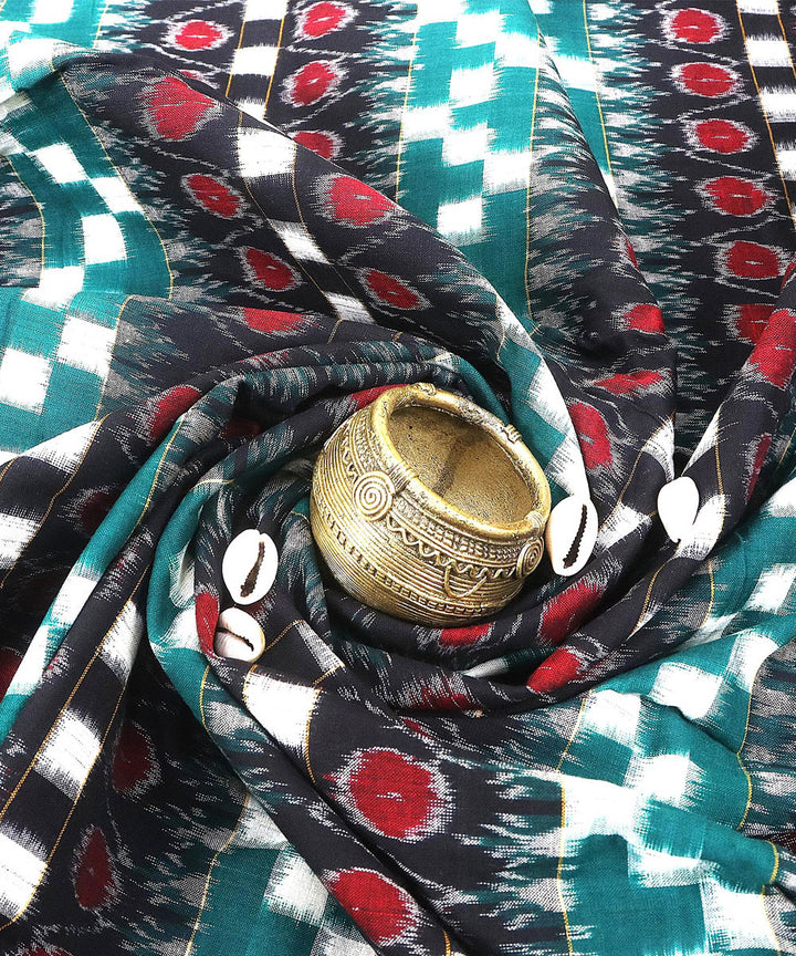 Light sea green multicolor handwoven cotton sambalpuri dress material