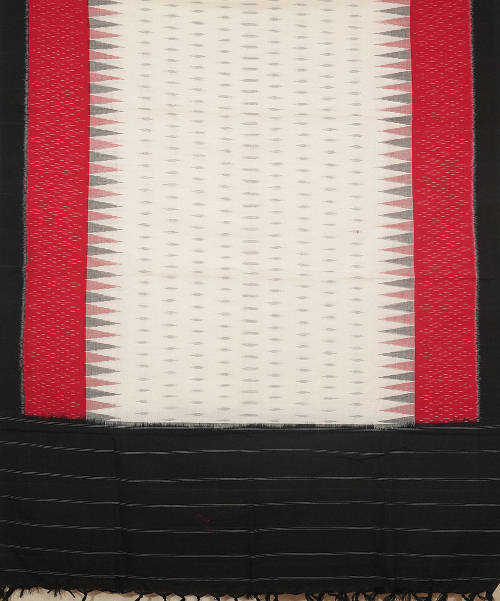 White black handloom cotton pochampally ikat dupatta