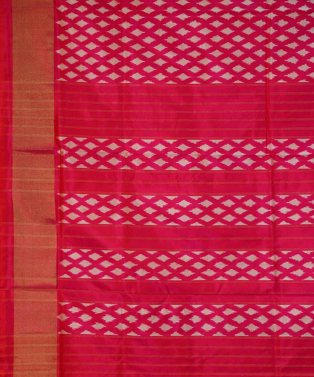 Pink handwoven pochampally ikat silk saree