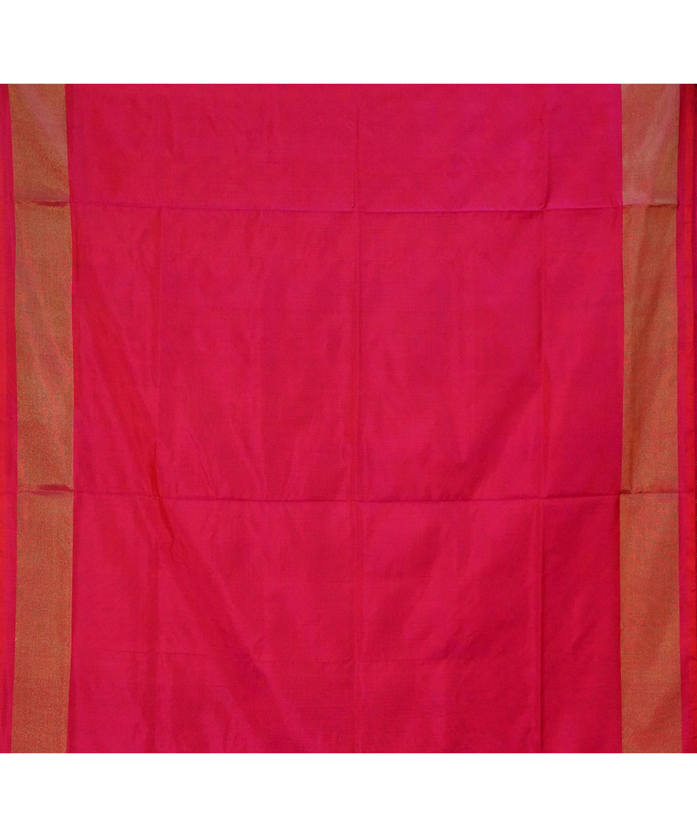 Pink handwoven pochampally ikat silk saree