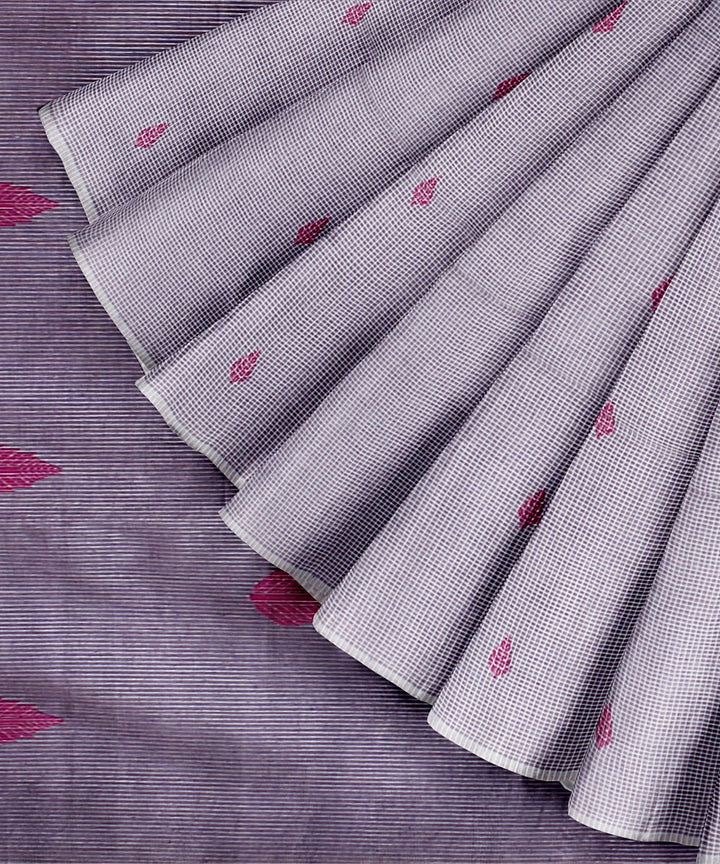 Purple pink handloom cotton bengal saree