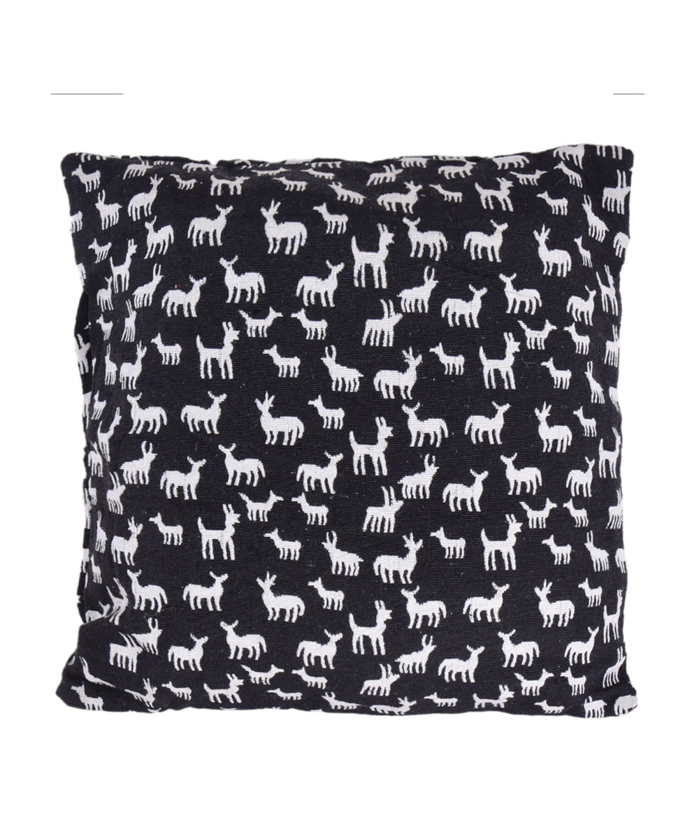 Black white handmade cotton fabric cushion cover