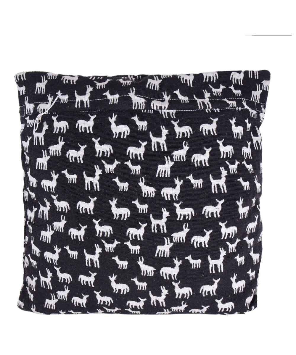 Black white handmade cotton fabric cushion cover