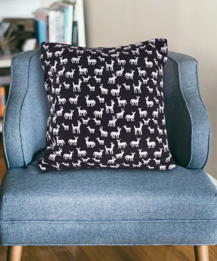 Black white handmade cotton fabric cushion cover