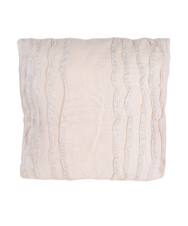 Cream silver handmade cotton fabric cushion cover