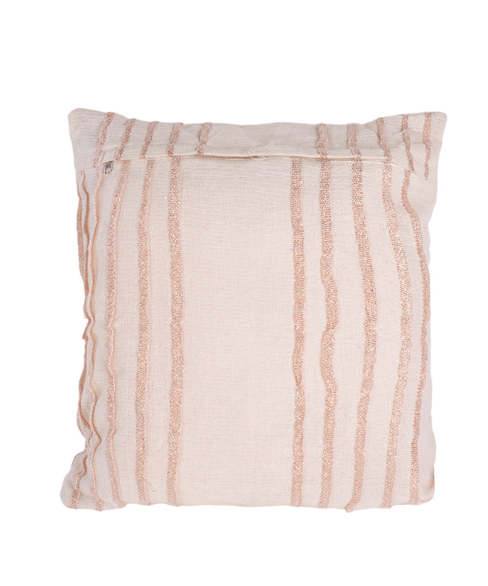 Cream golden handmade cotton fabric cushion cover