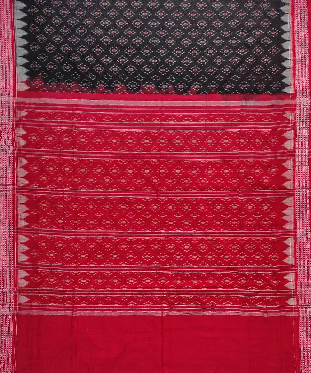 Deep chocolate brown red cotton handloom sambalpuri saree