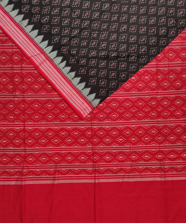 Deep chocolate brown red cotton handloom sambalpuri saree