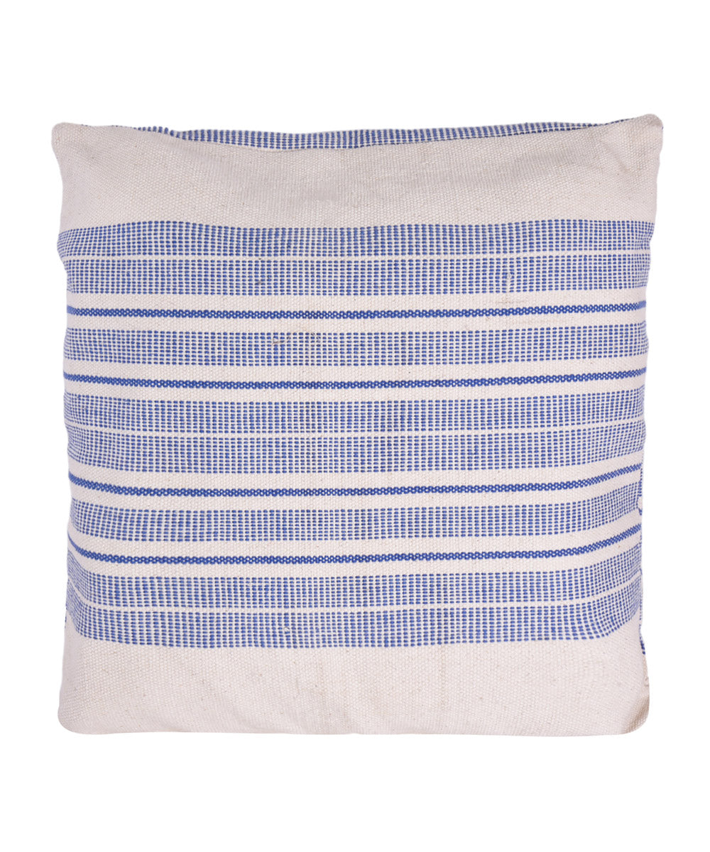 White blue handmade cotton fabric cushion cover