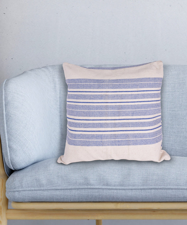 White blue handmade cotton fabric cushion cover