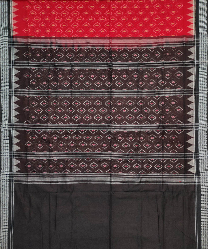 Red black temple border cotton handloom sambalpuri saree