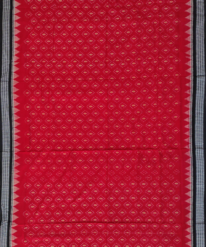 Red black temple border cotton handloom sambalpuri saree