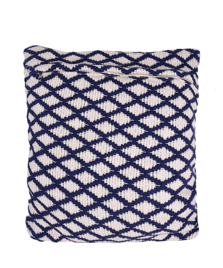 Cream blue handmade cotton fabric cushion cover