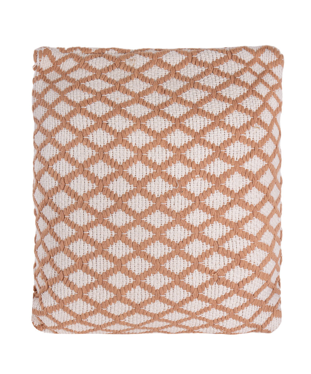 Cream brown handmade cotton fabric cushion cover