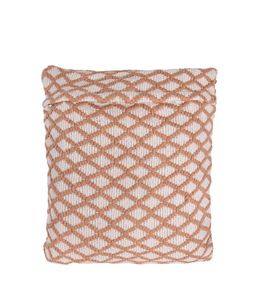 Cream brown handmade cotton fabric cushion cover