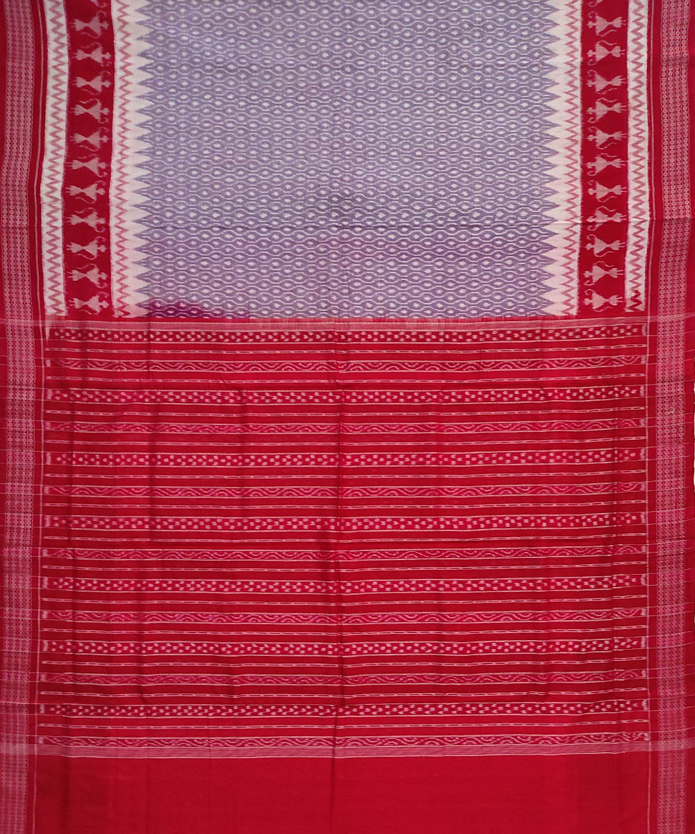 Grey red handloom cotton sambalpuri saree