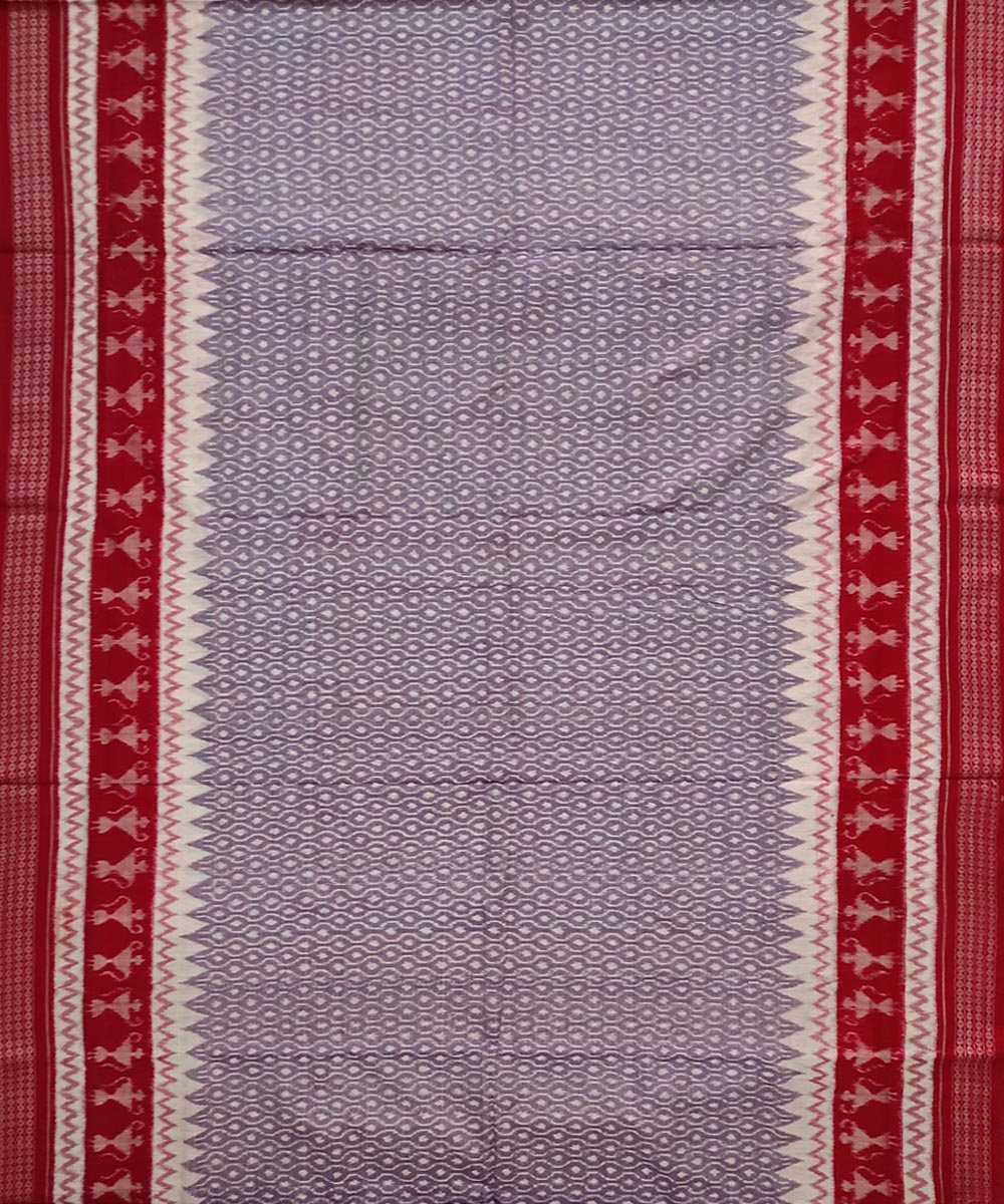 Grey red handloom cotton sambalpuri saree